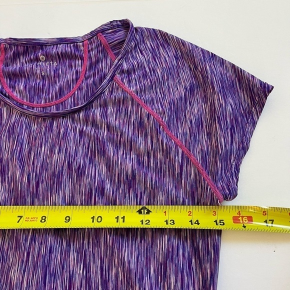 Athleta Space Dye Ruched Front Athletic Tshirts Set of 2 Purple Green Size S - Picture 8 of 15